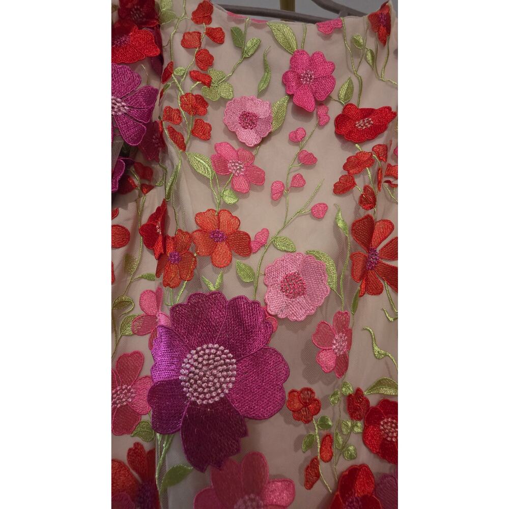 Eliza J Pink Multi 3D Floral Appliqué Embroidered Dress Size 4 NWT Zip Closure - Picture 11 of 12